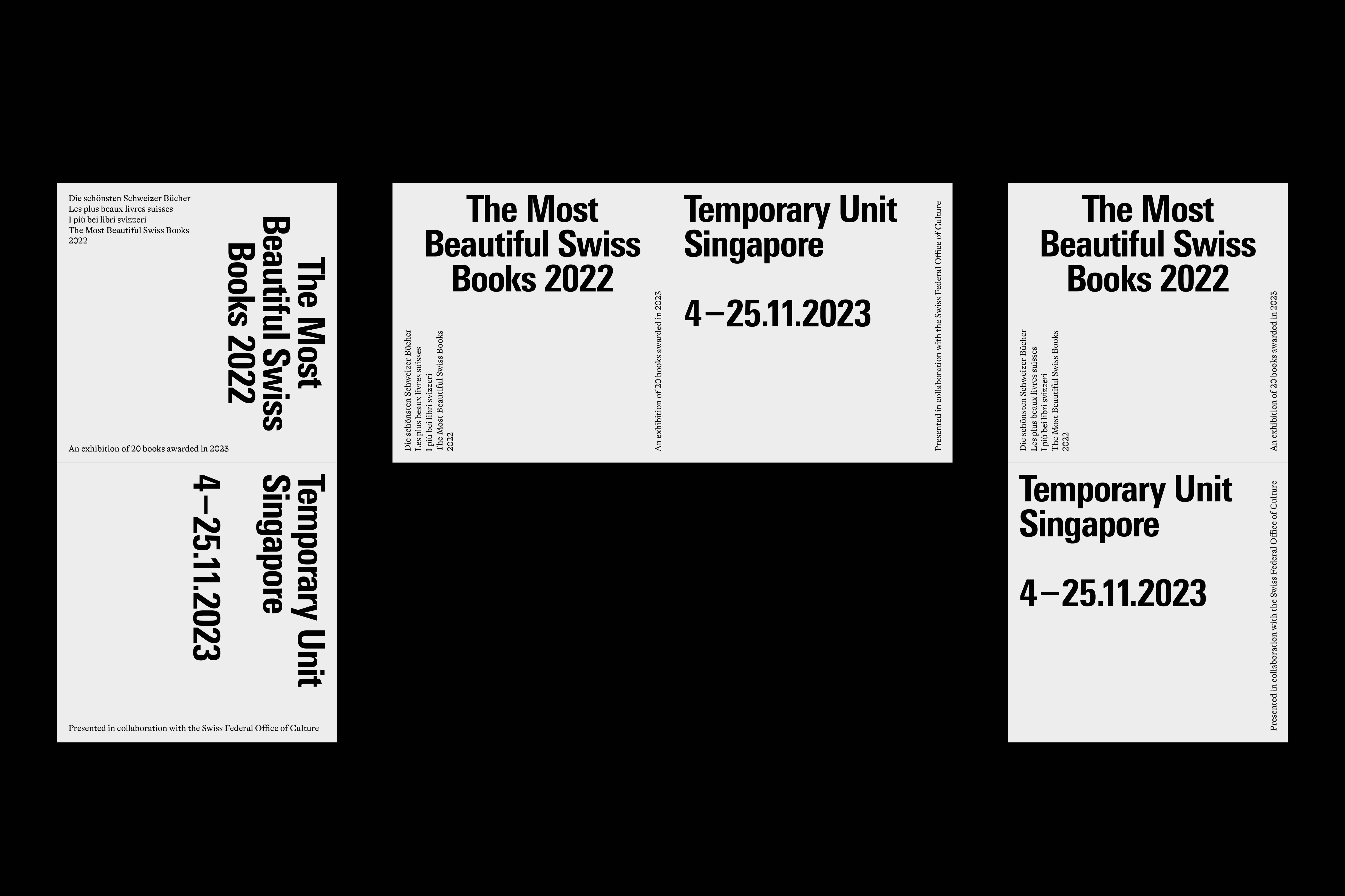 977 The Most Beautiful Swiss Books 2022 (promotional graphics), at Temporary Unit, Singapore
